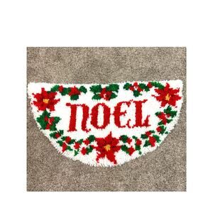 Vintage Christmas NOEL Rug Sign Handmade Latchhook Holiday Decor Vintage 1980s